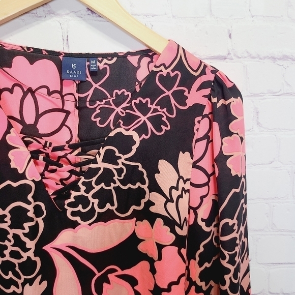 Kaari Blue Lace Bell Sleeve Blouse - Picture 2 of 8